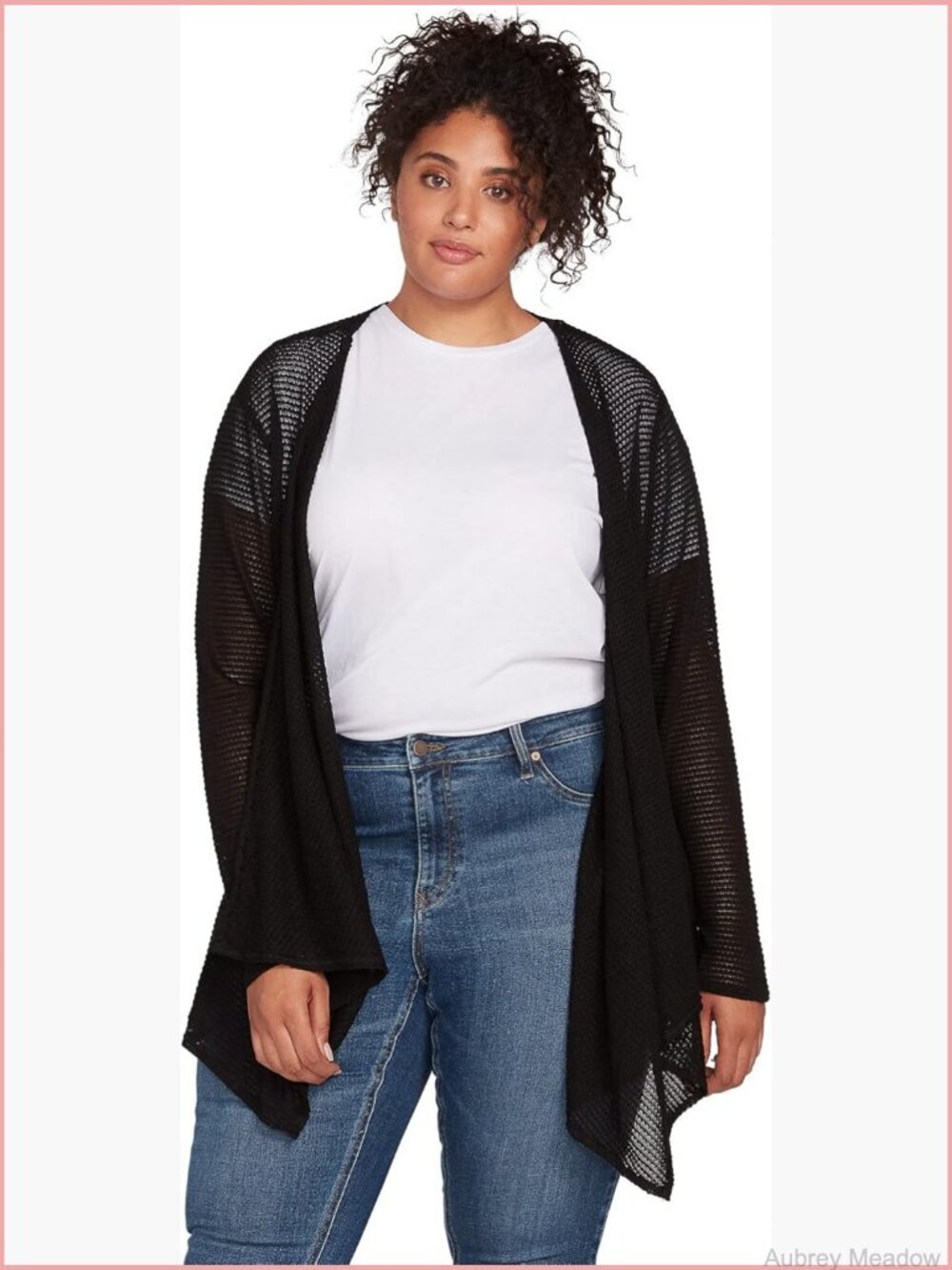 Wrap Open Front Cardigan Sweater, Lightweight Knit, Long Sleeve, Plus Size